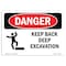 Signmission Safety Sign, OSHA Danger, 7" Height, 10" Width, Aluminum, Keep Back Deep Excavation, Landscape OS-DS-A-710-L-1380 - alternate 1